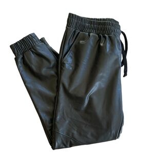 Black Faux Leather Joggers by LAmade